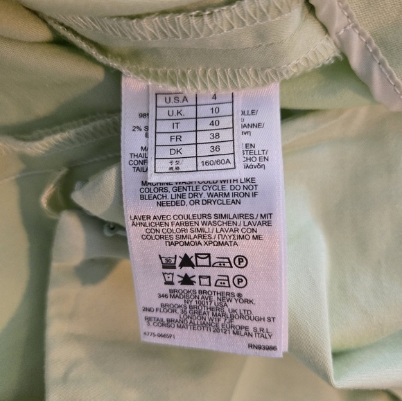 Brooks Brothers 346 Natalie Fit Light Green Pants Size 4 - Picture 8 of 10